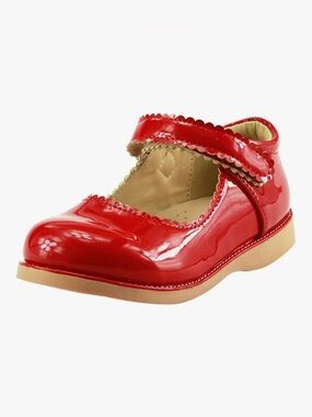 Girls' Red Patent Mary Jane Dress Shoe with Scalloped Trim